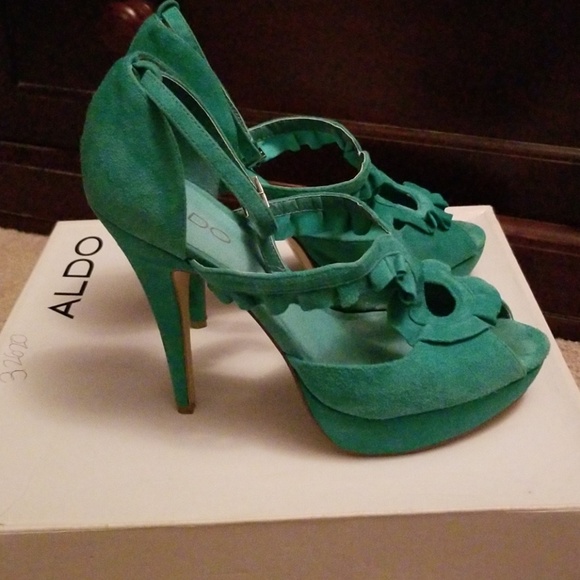 Aldo Peep Toe Teal Heels - Picture 2 of 4